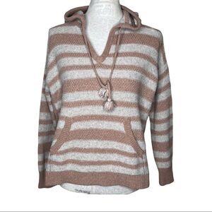 MADEWELL 1937 Striped Tan Knit Hooded Pullover Sweater, S